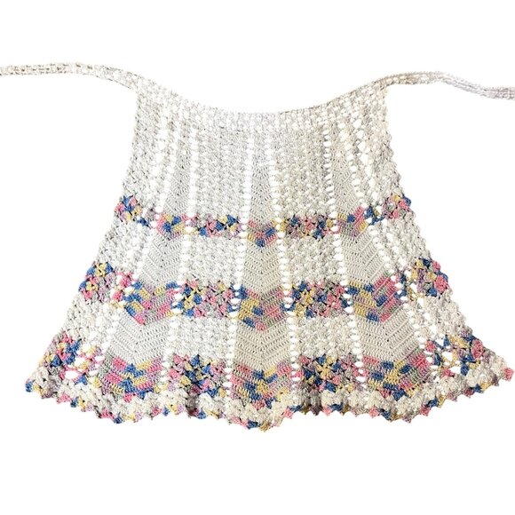Vintage Handmade Crocheted Half Apron Child or Smaller Woman Used Farmhouse - Picture 10 of 10